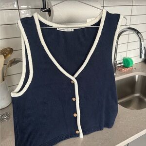 Abercrombie & Fitch Blue Vest with Cream Edging